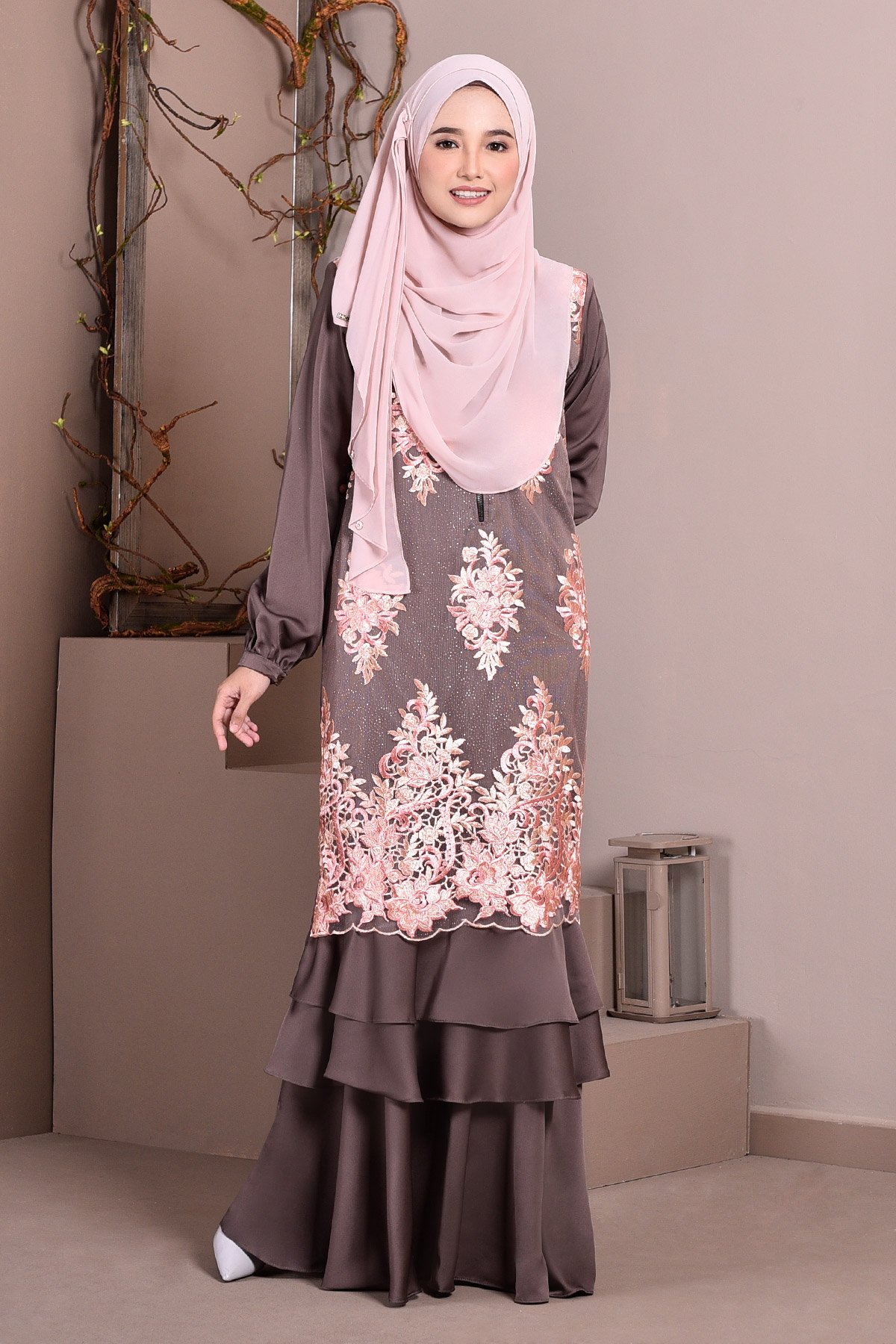 Abaya Lace Lyon - Mocha Brown