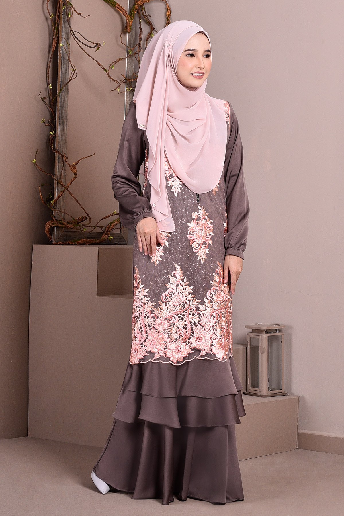 Abaya Lace Lyon - Mocha Brown