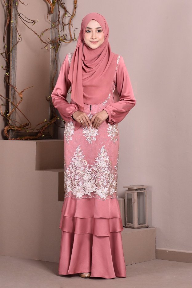 Abaya Lace Lyon - Salmon Pink