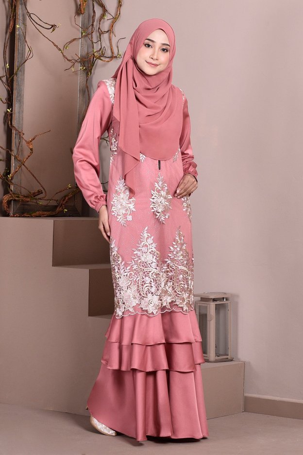 Abaya Lace Lyon - Salmon Pink