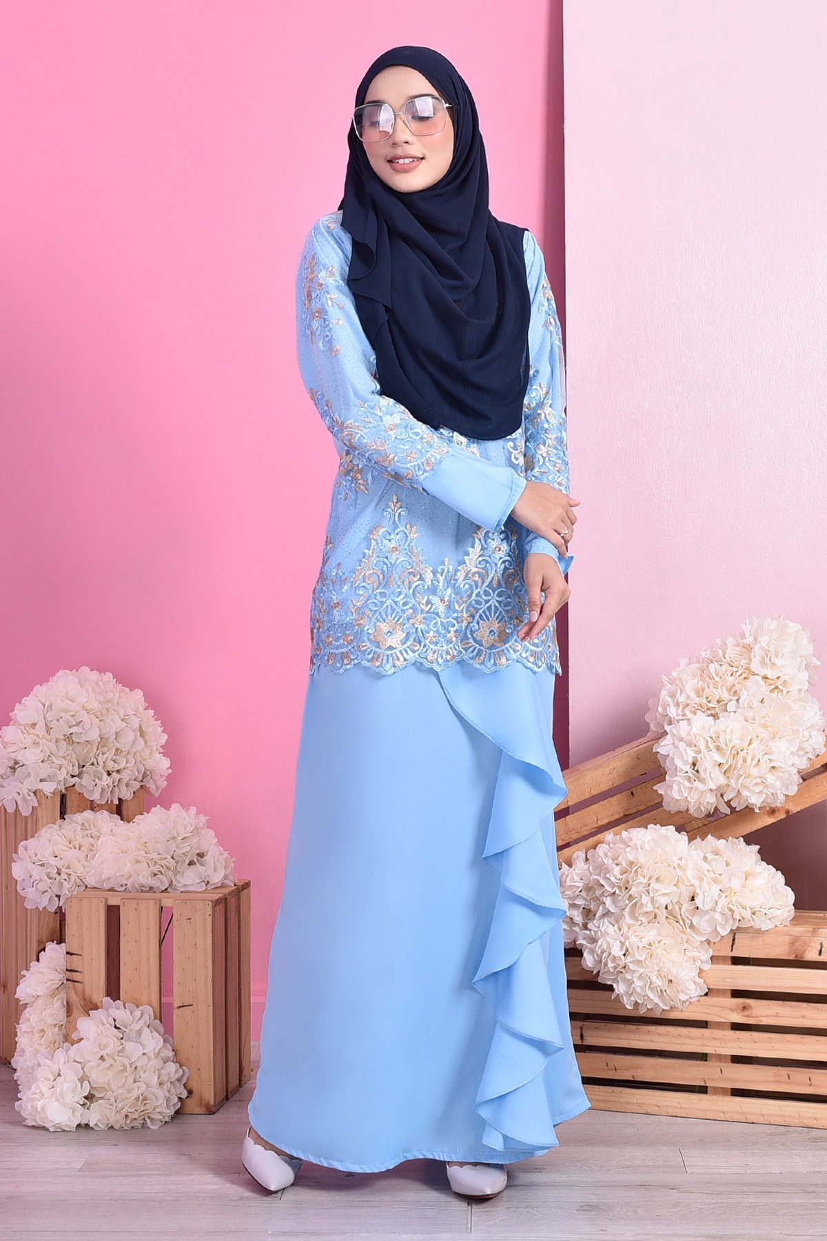 Abaya Lace Margoux - Ice Blue