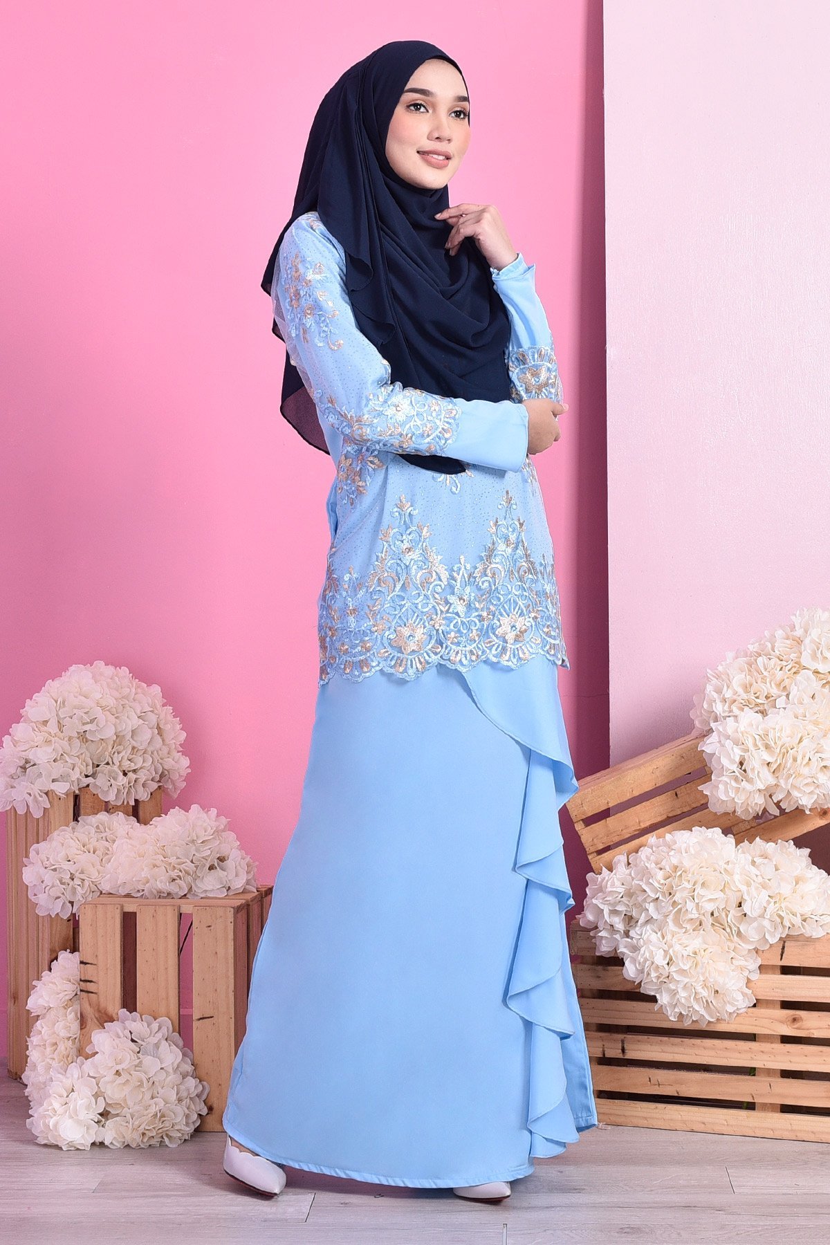 Abaya Lace Margoux - Ice Blue