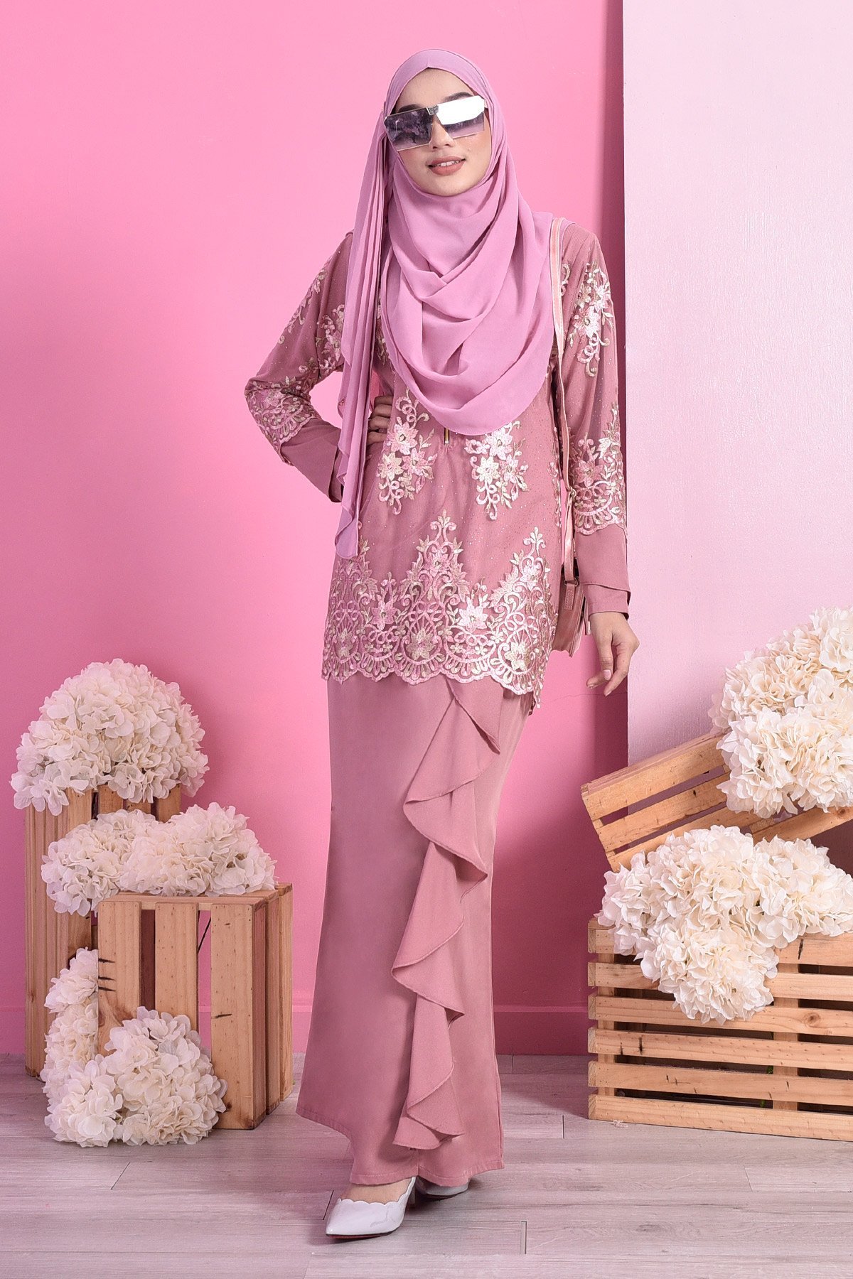 Abaya Lace Margoux - Prim Rose