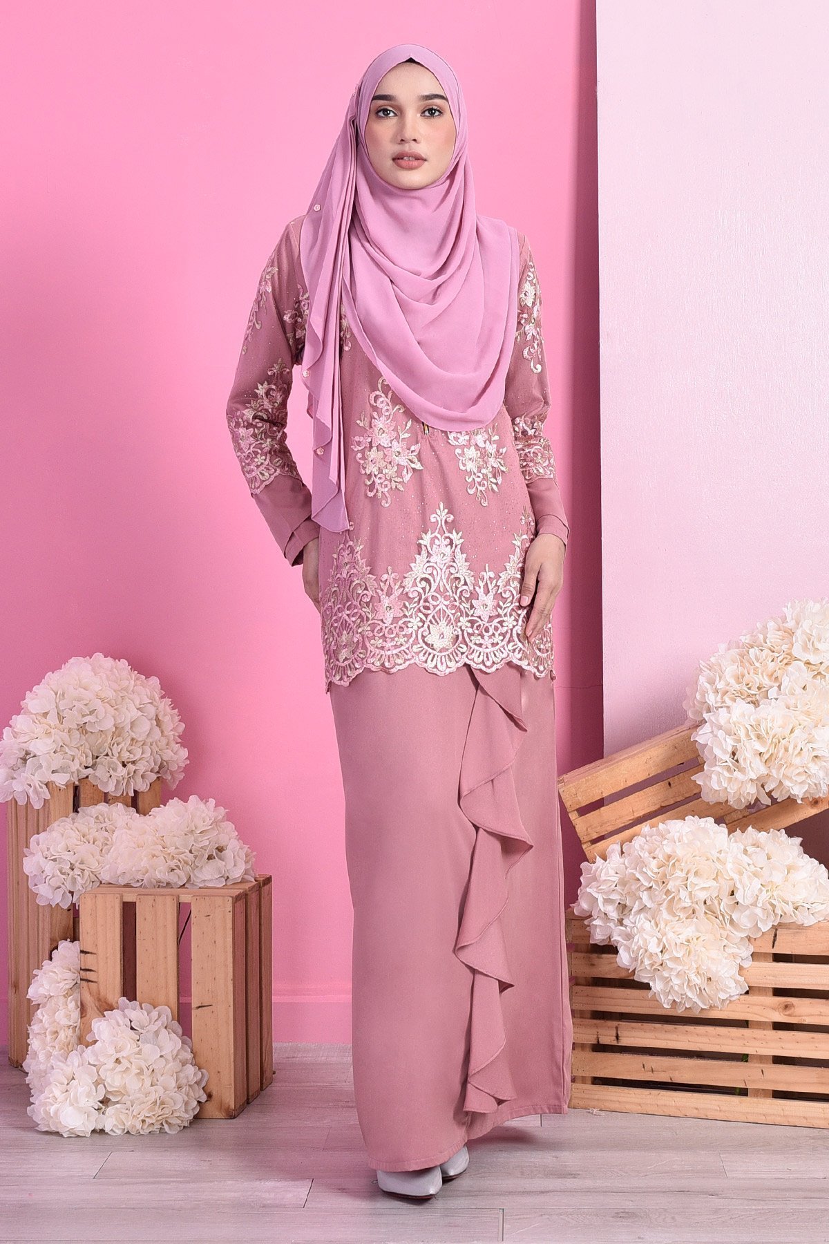 Abaya Lace Margoux - Prim Rose