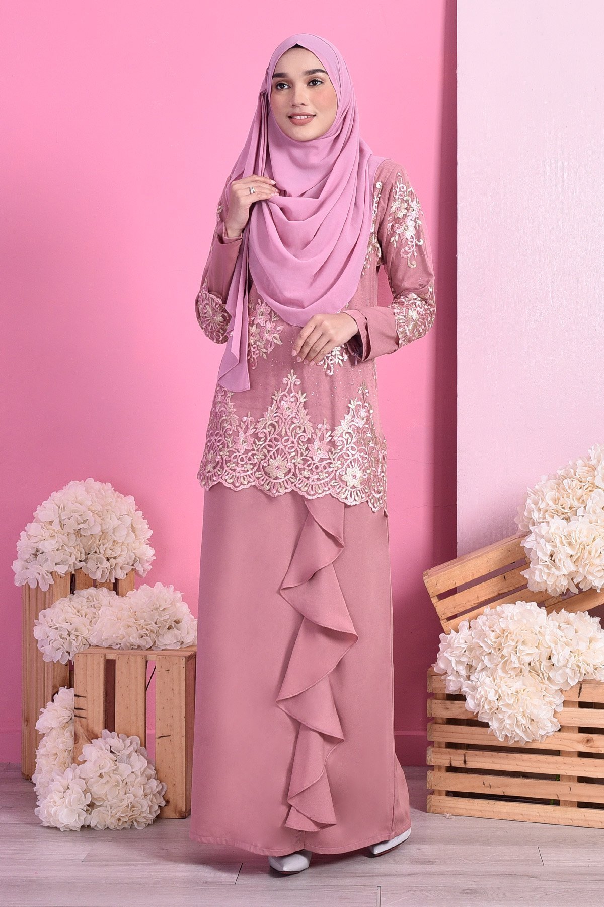 Abaya Lace Margoux - Prim Rose