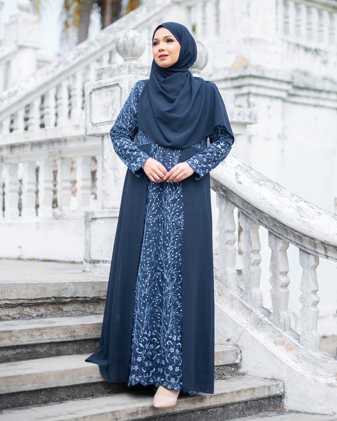 Abaya Lace Rakila - Navy Blue