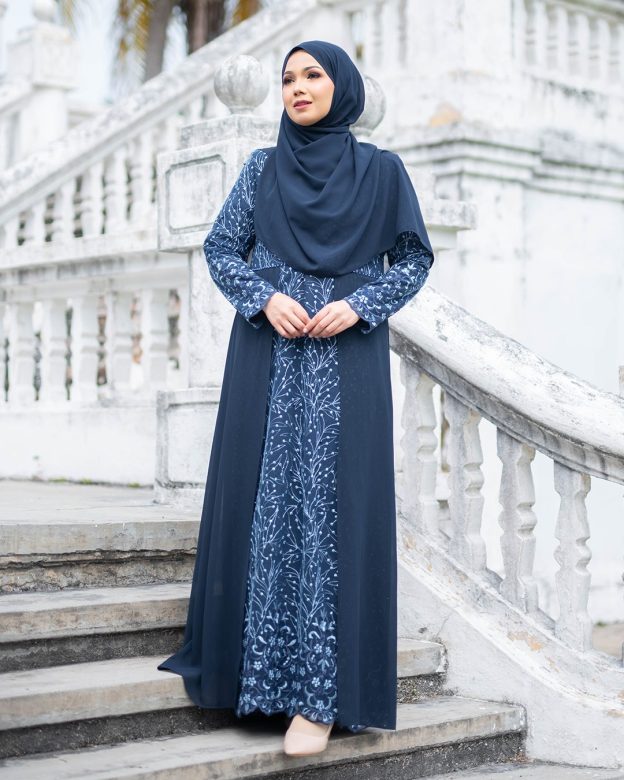 Abaya Lace Rakila - Navy Blue