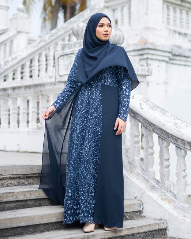 Abaya Lace Rakila - Navy Blue