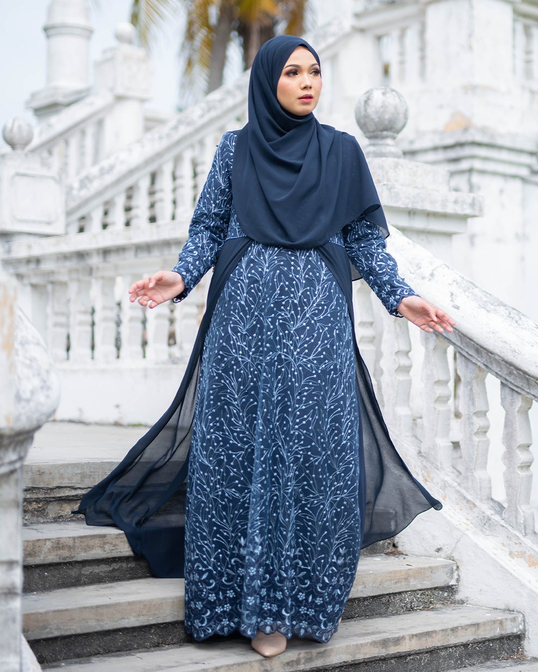 Abaya Lace Rakila - Navy Blue