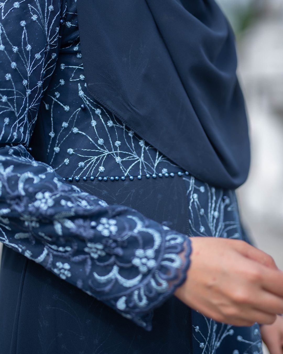 Abaya Lace Rakila - Navy Blue