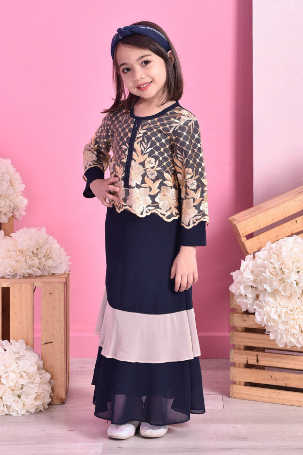 Abaya Lace Romane Kids - Royal Navy