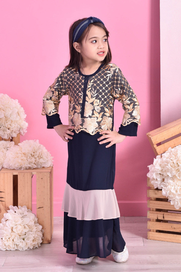 Abaya Lace Romane Kids - Royal Navy