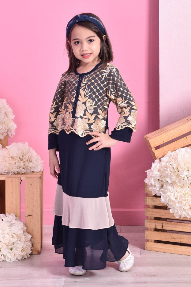 Abaya Lace Romane Kids - Royal Navy
