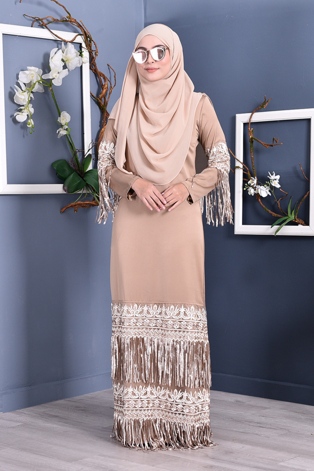 Abaya Lace Sequin Josephine - Golden Brown