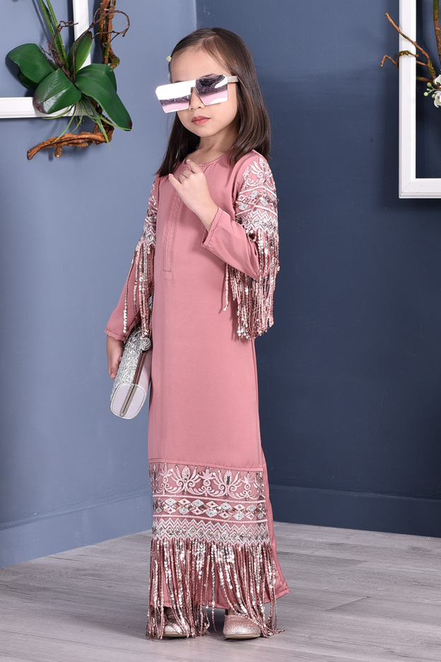 Abaya Lace Sequin Josephine Kids - Blush Pink