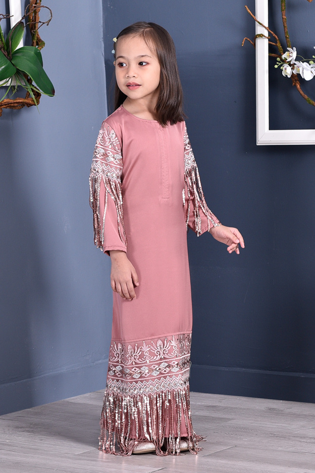 Abaya Lace Sequin Josephine Kids - Blush Pink