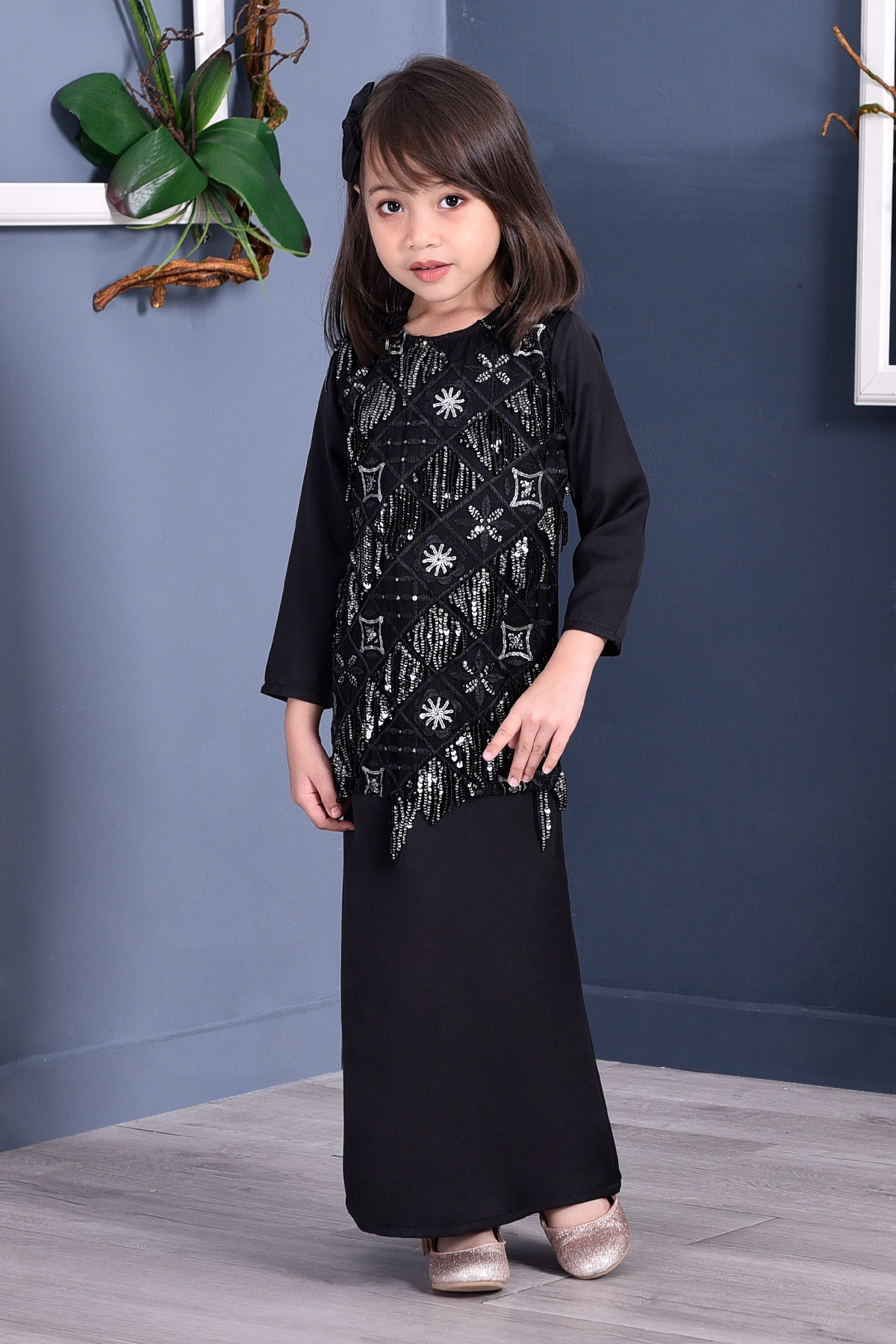 Abaya Lace Sequin Jovina Kids - Night Fury