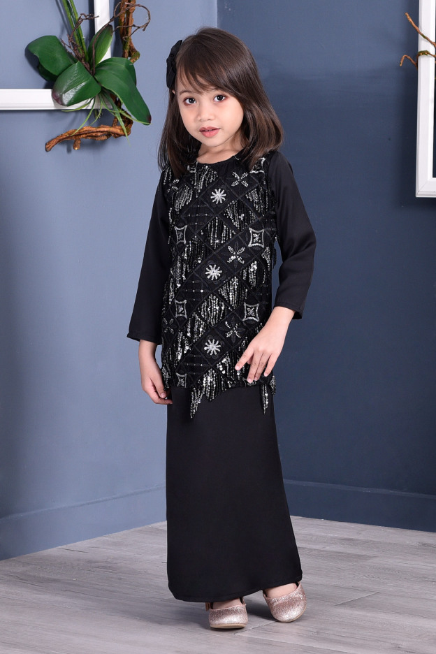 Abaya Lace Sequin Jovina Kids - Night Fury