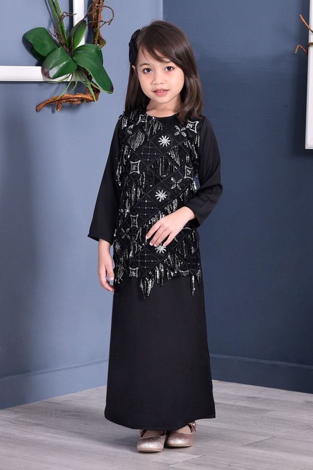 Abaya Lace Sequin Jovina Kids - Night Fury