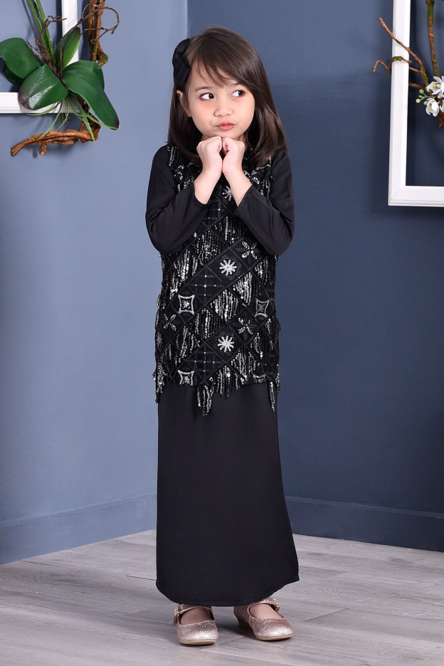 Abaya Lace Sequin Jovina Kids - Night Fury