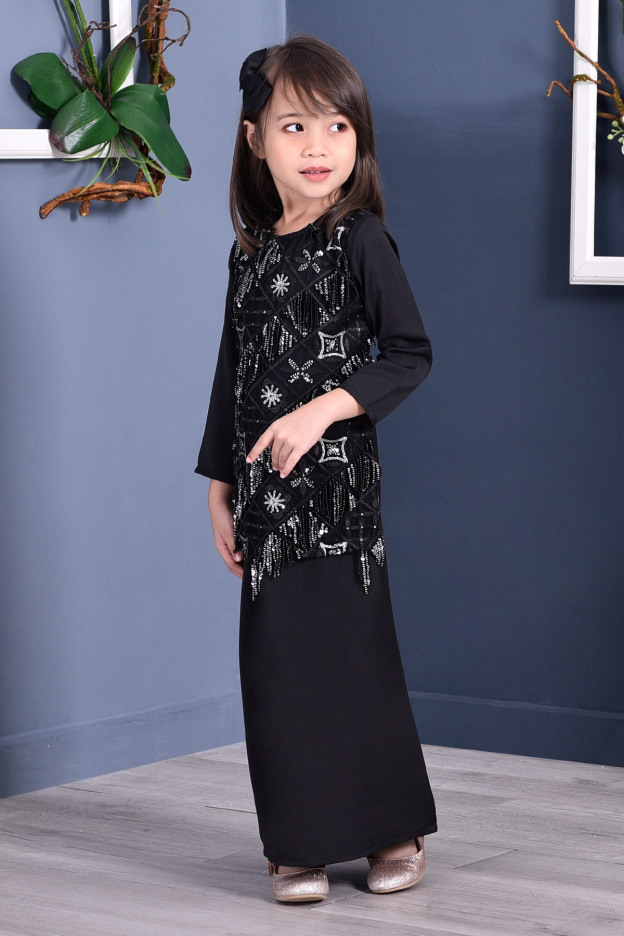 Abaya Lace Sequin Jovina Kids - Night Fury