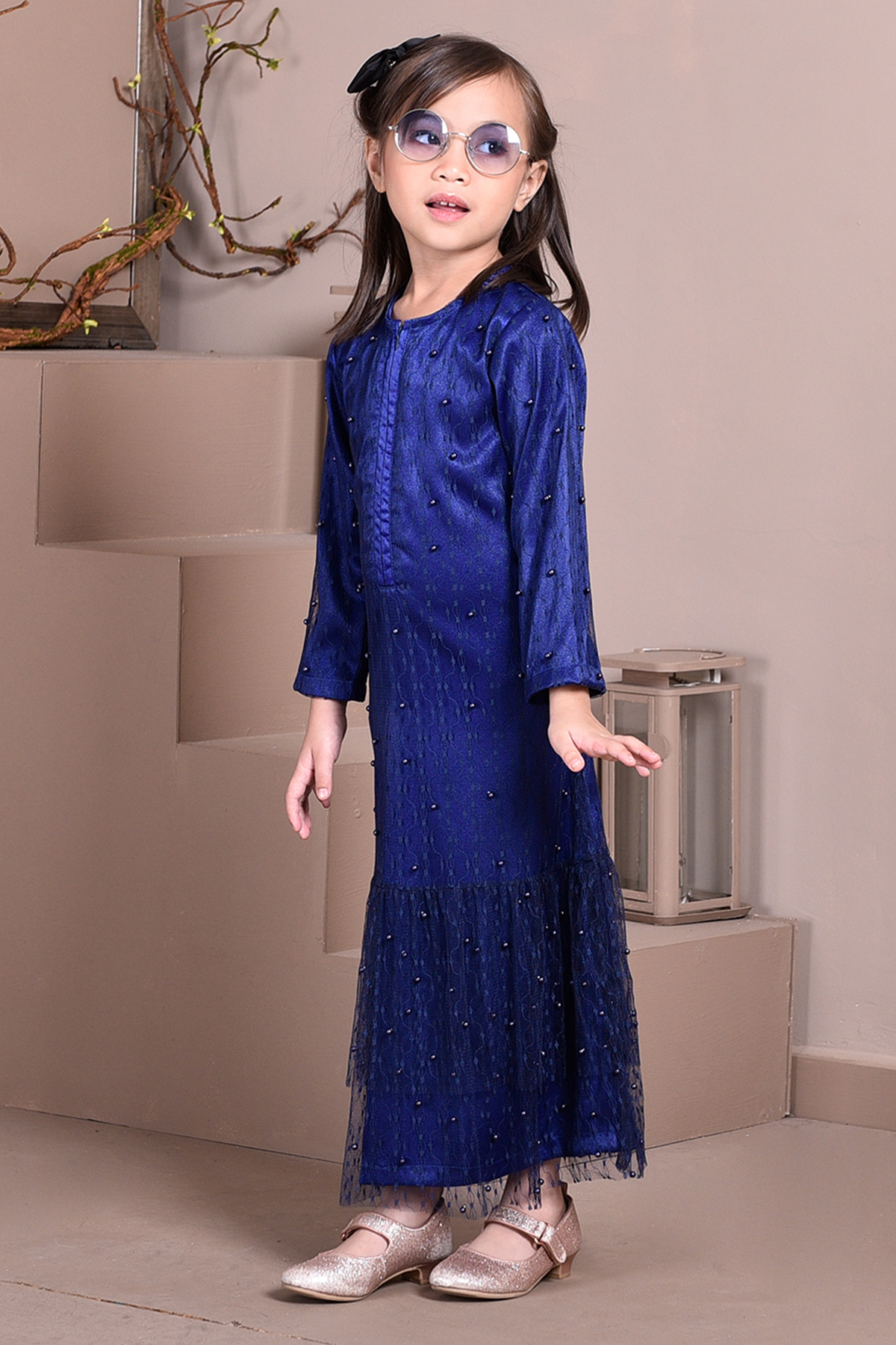 Abaya Lace Tutu Isabelle  Kids - Blueberry
