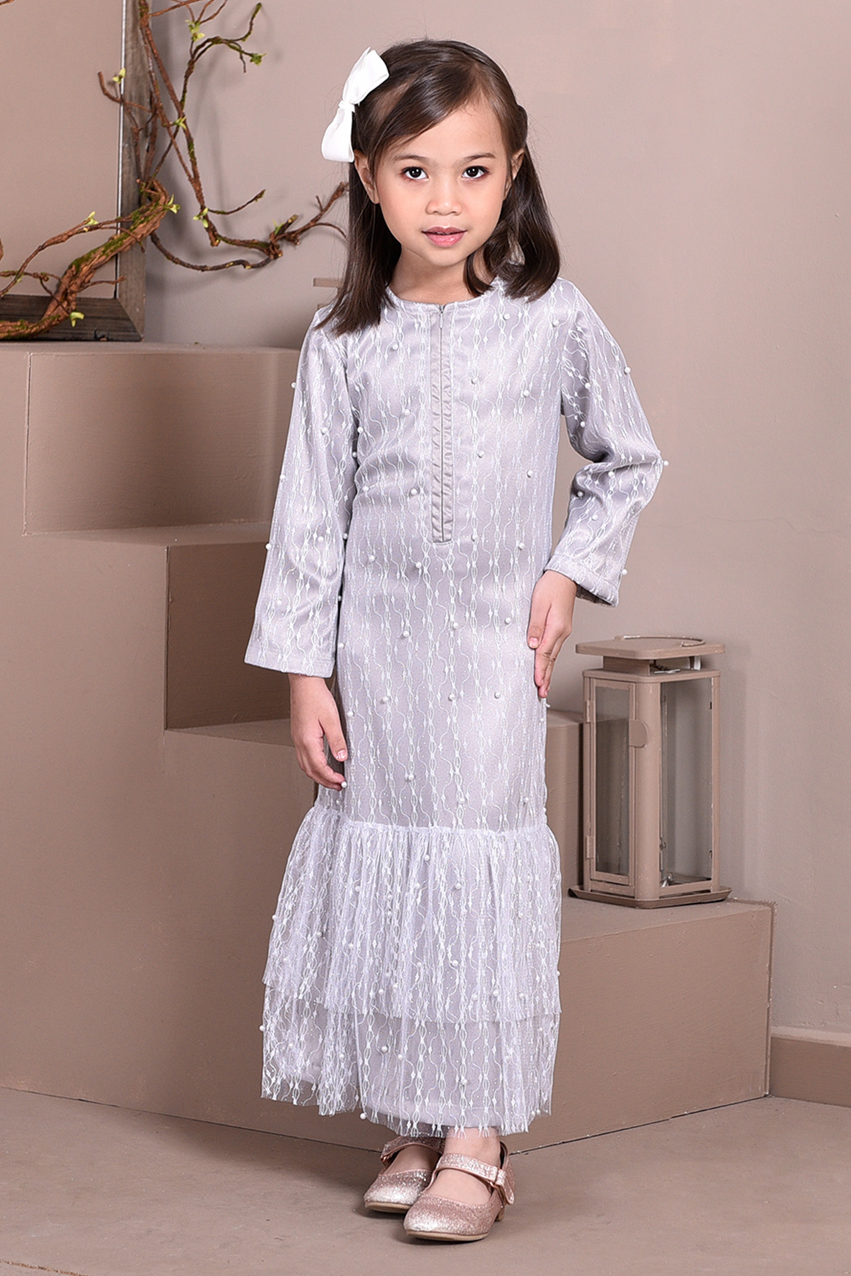 Abaya Lace Tutu Isabelle Kids - Lychee