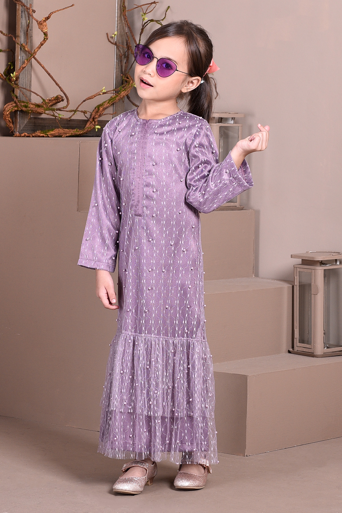 Abaya Lace Tutu Isabelle Kids - Grapes