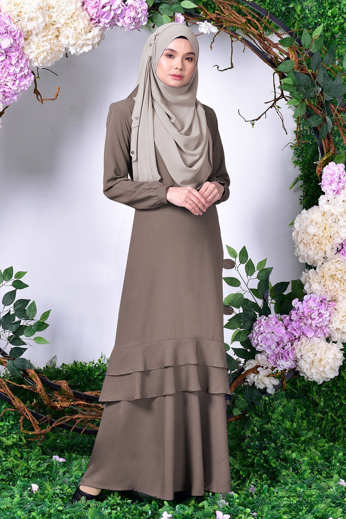 Abaya Laila Ruffle - Salty Brown