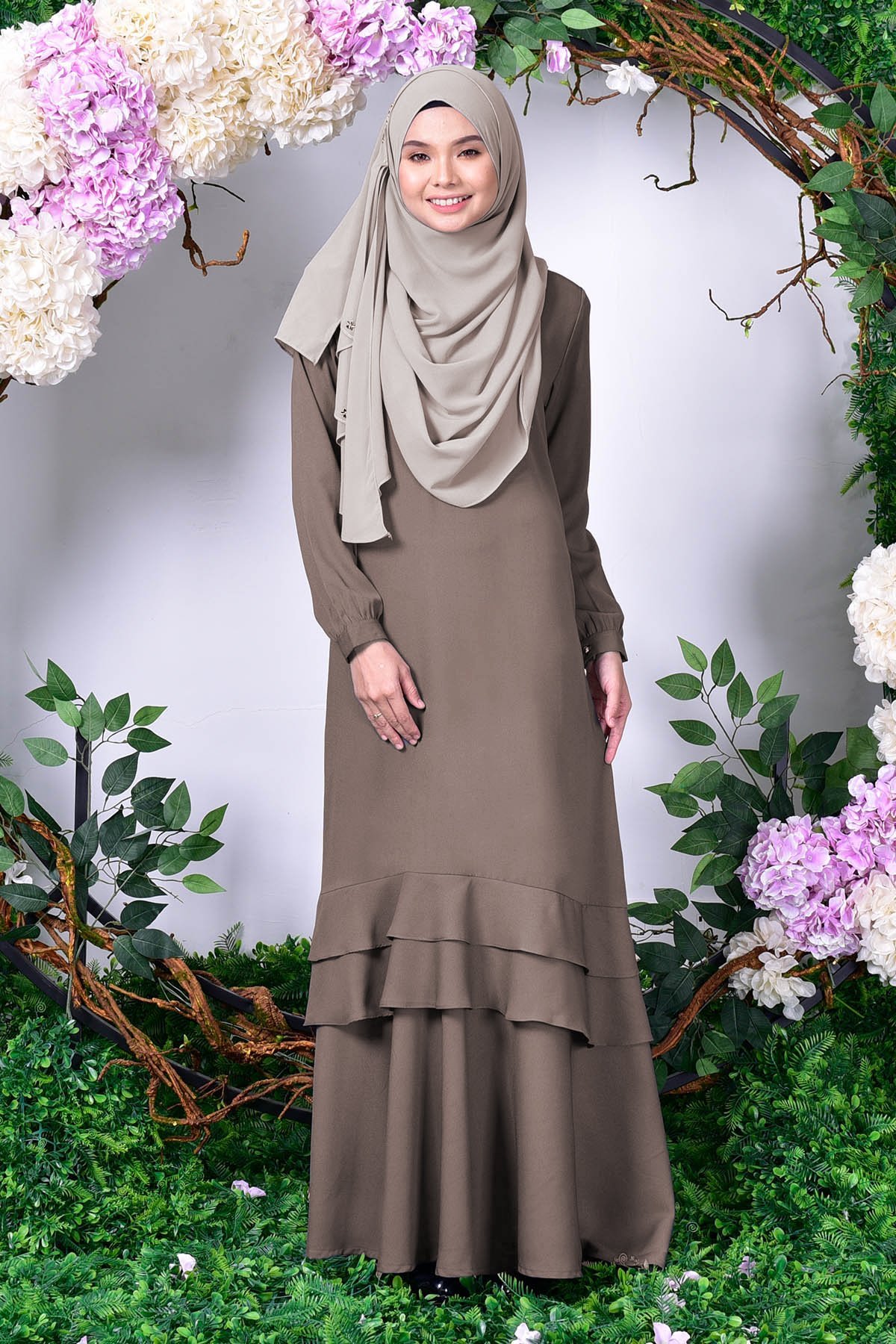 Abaya Laila Ruffle - Salty Brown