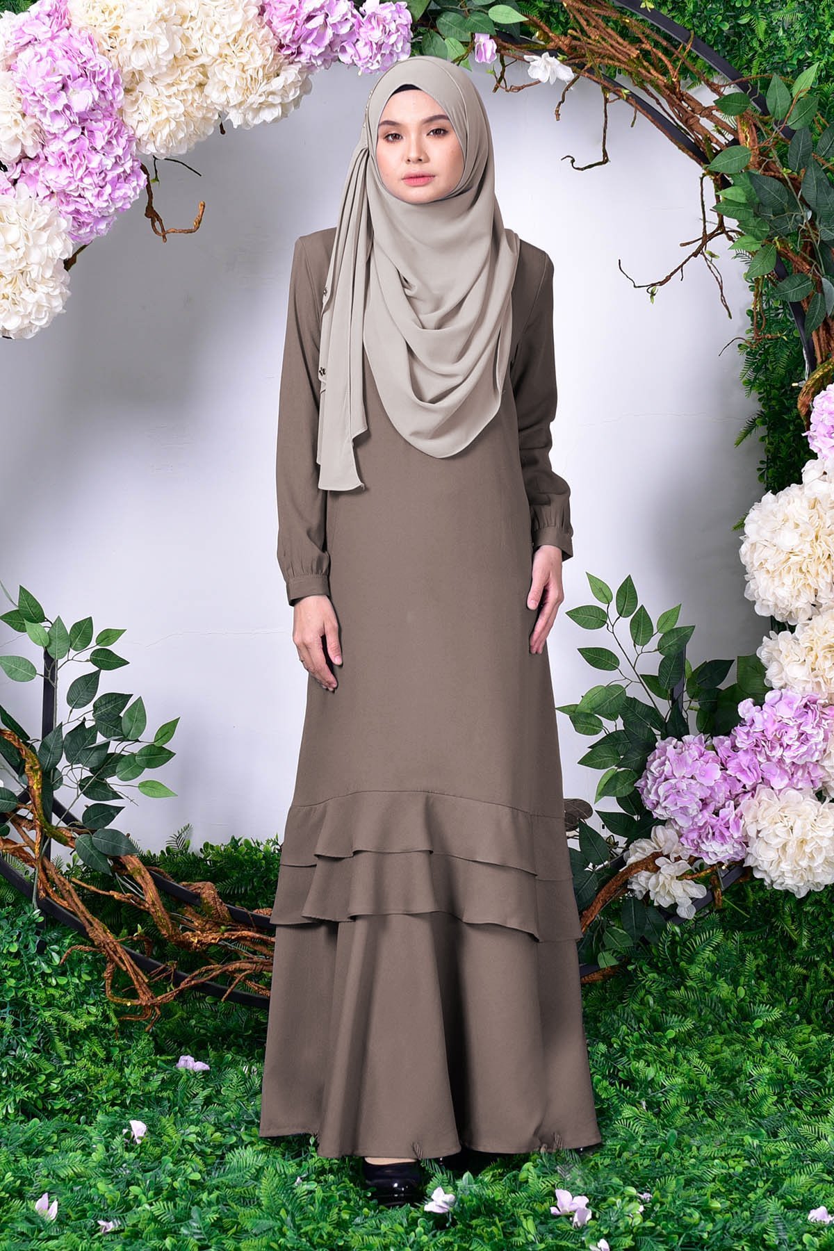 Abaya Laila Ruffle - Salty Brown