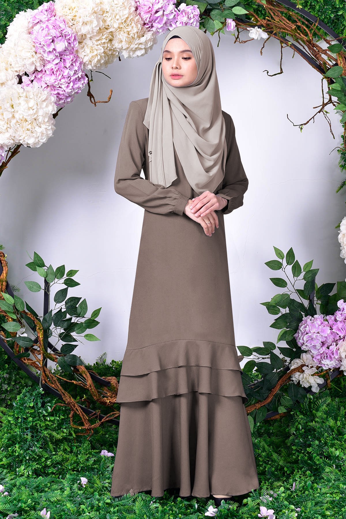 Abaya Laila Ruffle - Salty Brown