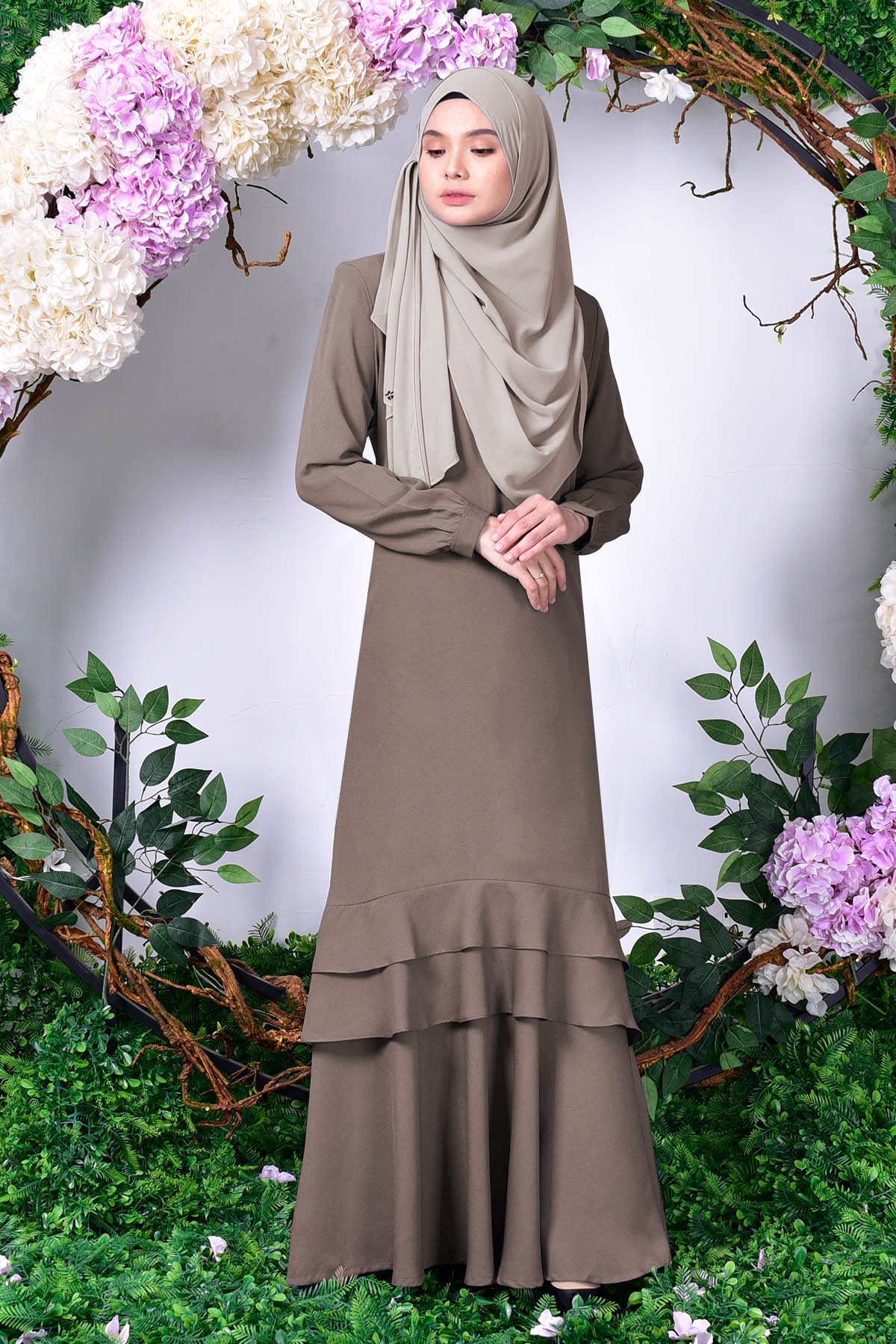Abaya Laila Ruffle - Salty Brown