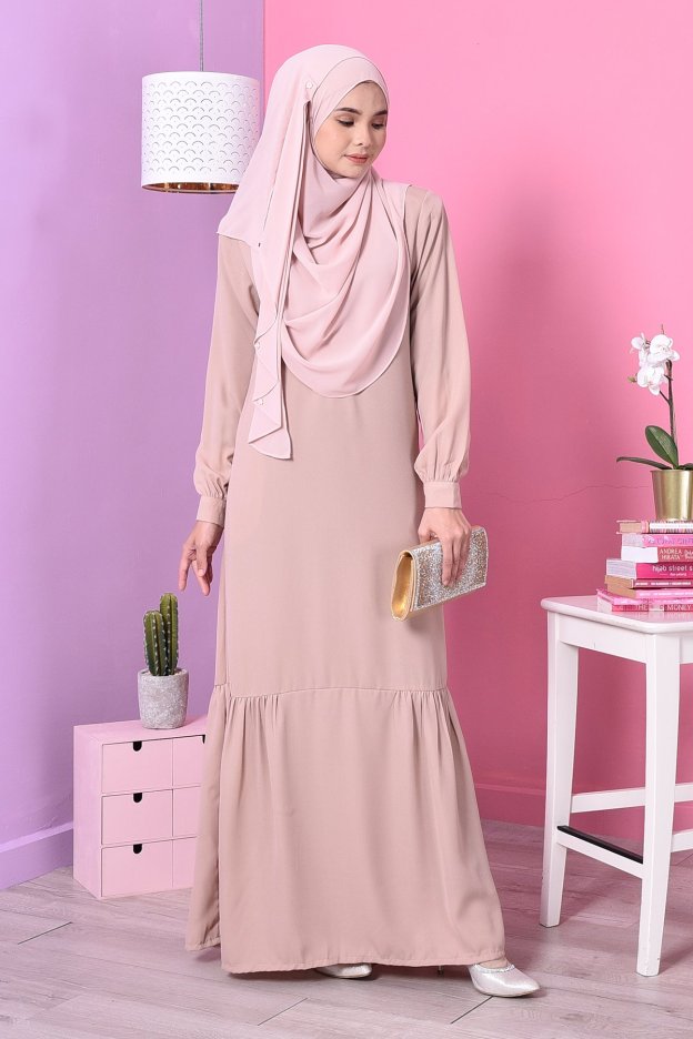 Abaya Leya Ruffle - Pastel Brown