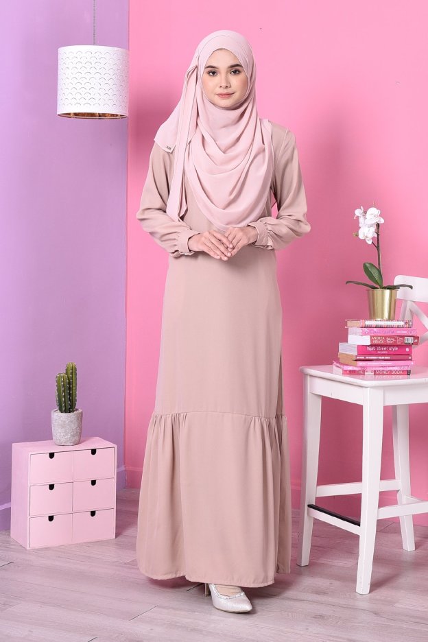 Abaya Leya Ruffle - Pastel Brown