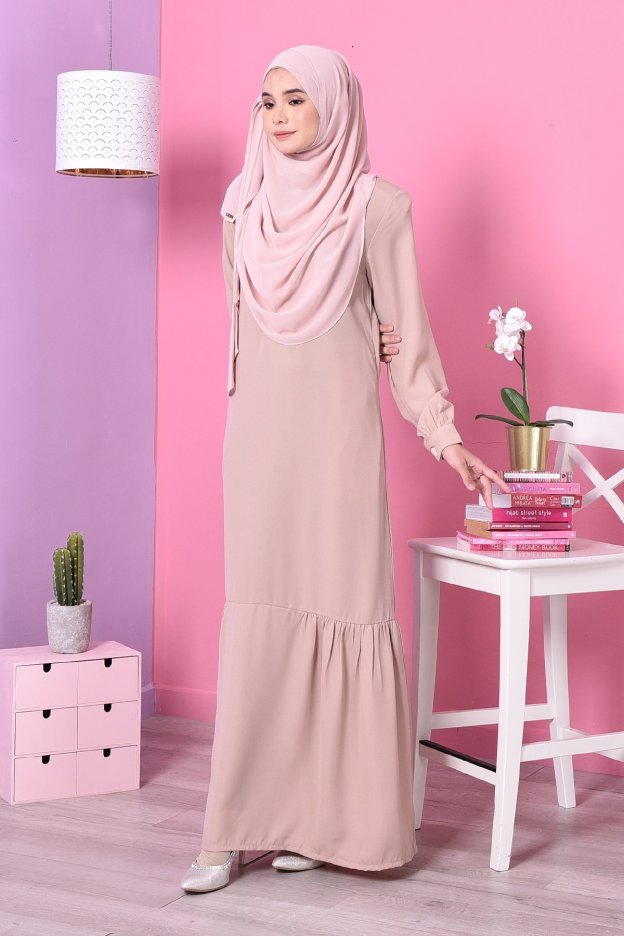 Abaya Leya Ruffle - Pastel Brown