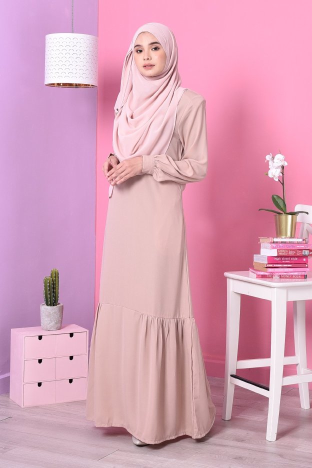 Abaya Leya Ruffle - Pastel Brown