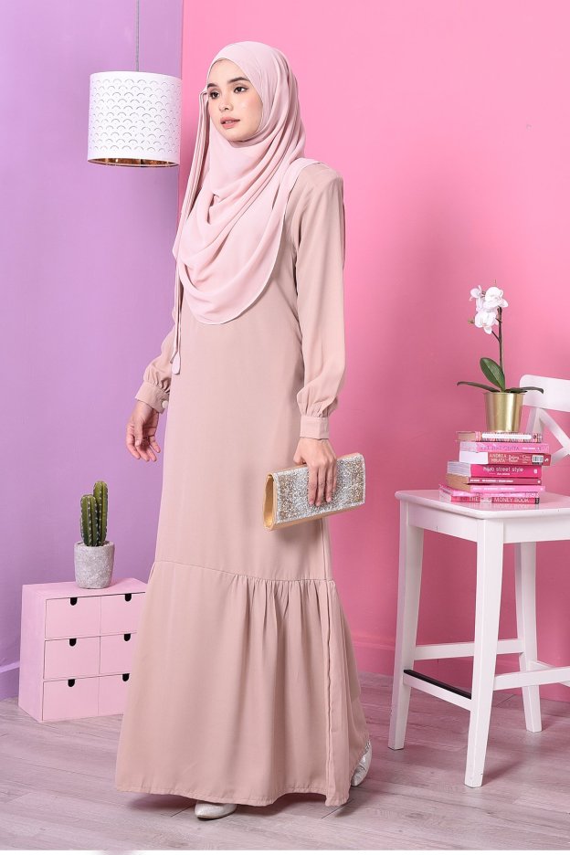Abaya Leya Ruffle - Pastel Brown