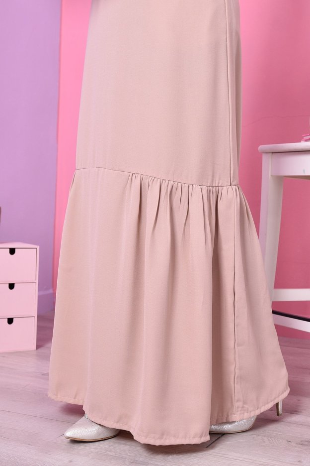 Abaya Leya Ruffle - Pastel Brown