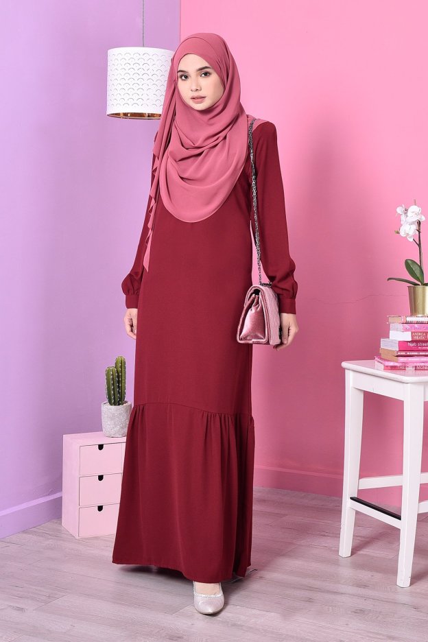Abaya Leya Ruffle - Scarlet Red
