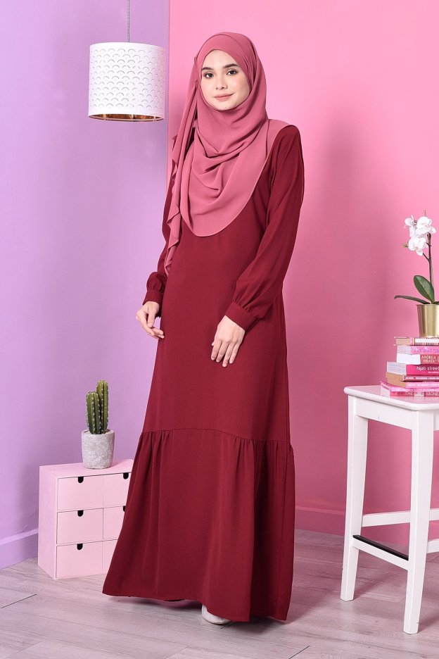 Abaya Leya Ruffle - Scarlet Red