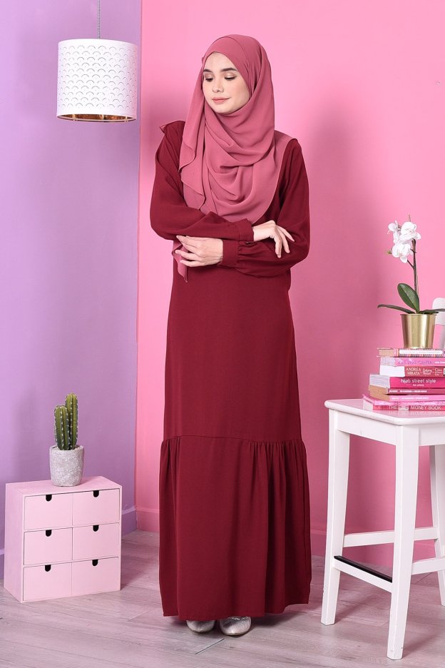 Abaya Leya Ruffle - Scarlet Red