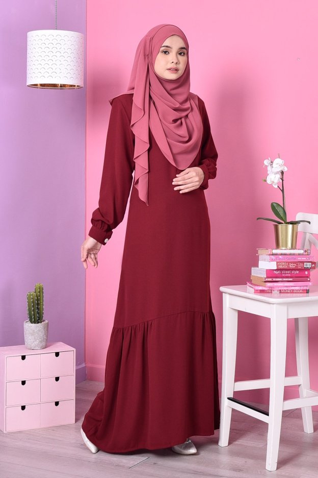 Abaya Leya Ruffle - Scarlet Red