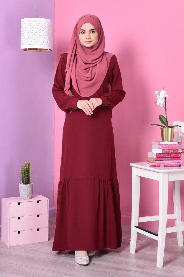 Abaya Leya Ruffle - Scarlet Red
