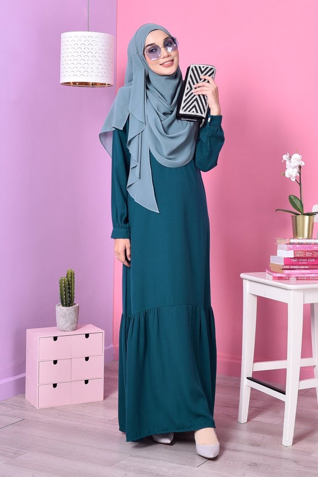 Abaya Leya Ruffle - Bold Green