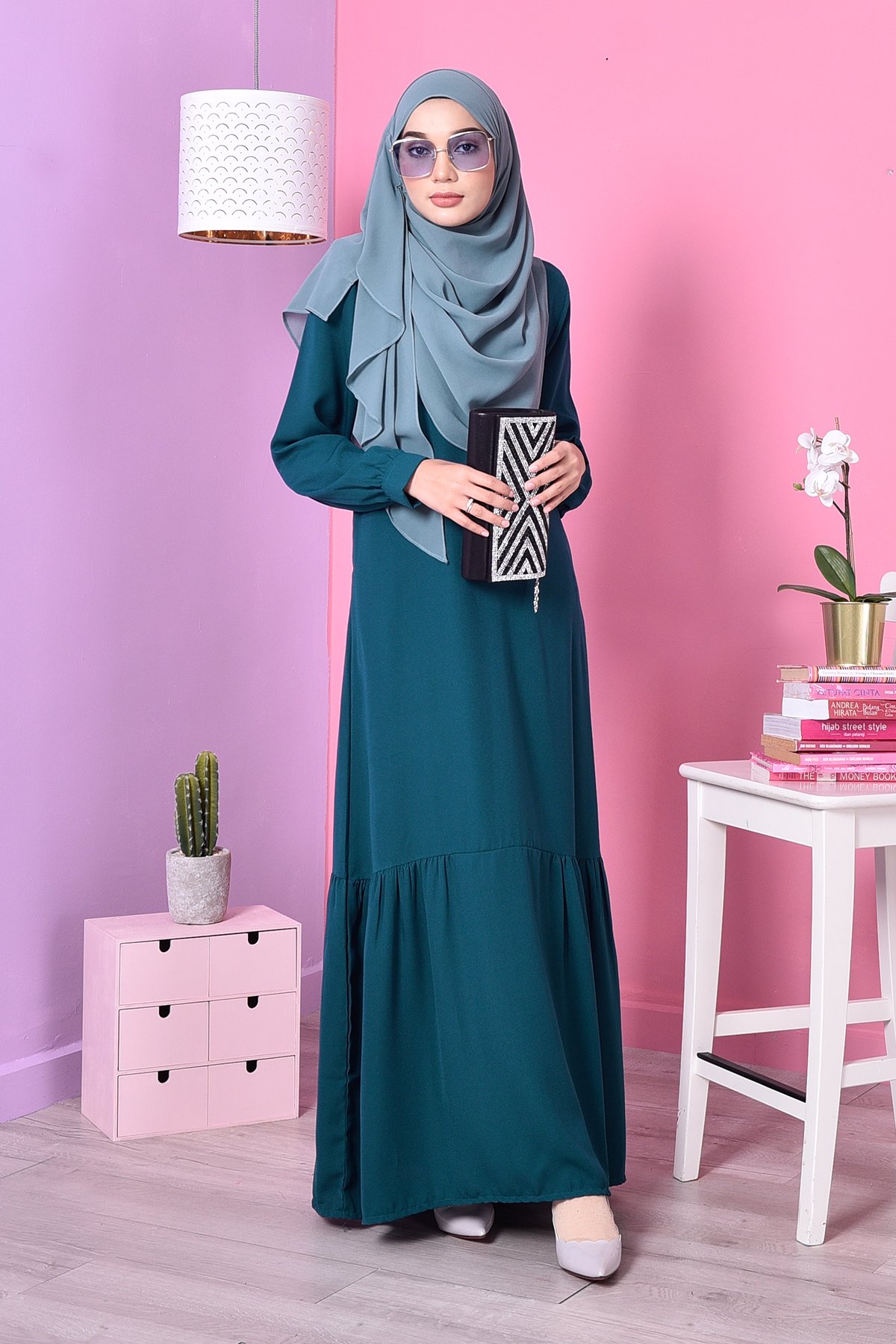 Abaya Leya Ruffle - Bold Green