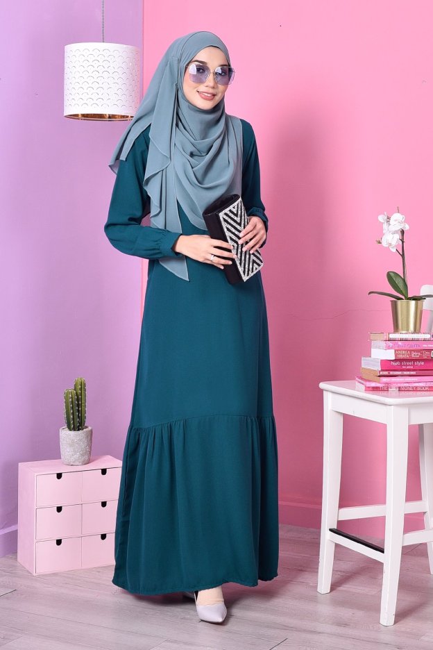 Abaya Leya Ruffle - Bold Green