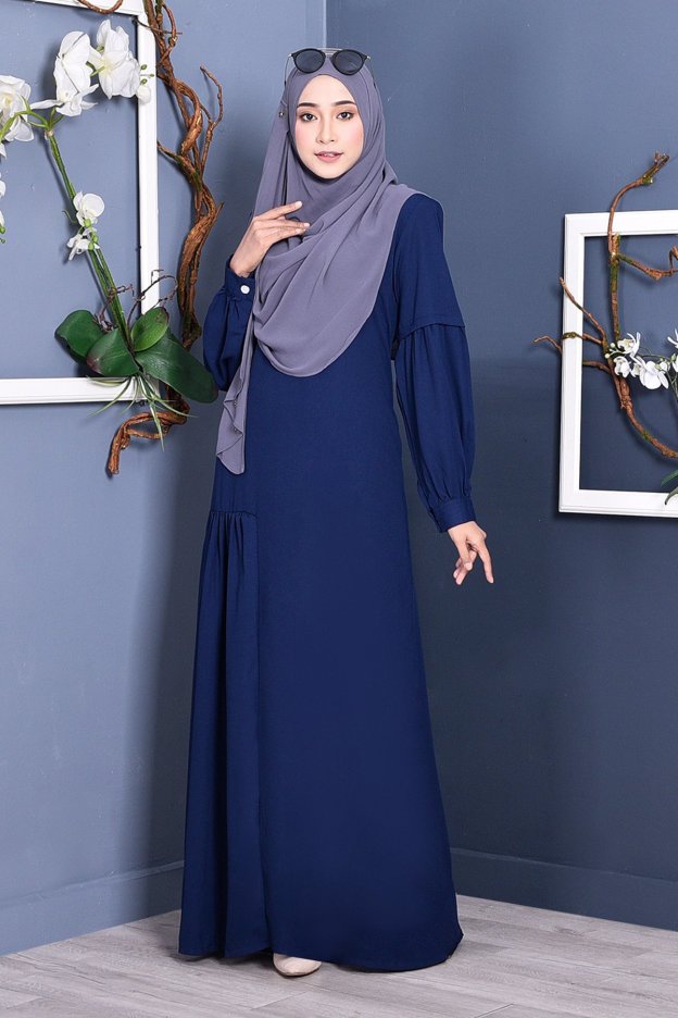 Abaya Lissa Pleated - Navy Blue