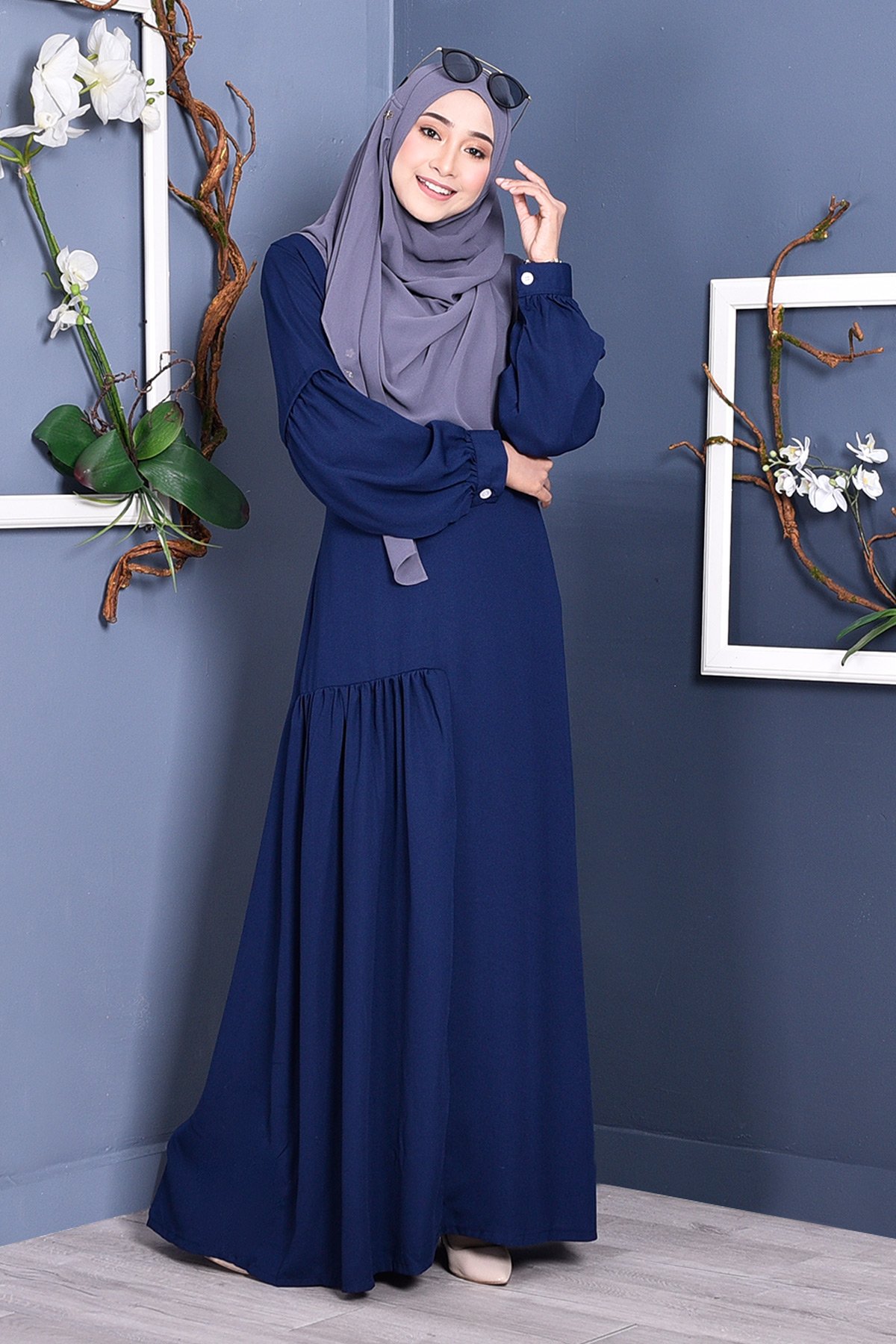 Abaya Lissa Pleated - Navy Blue