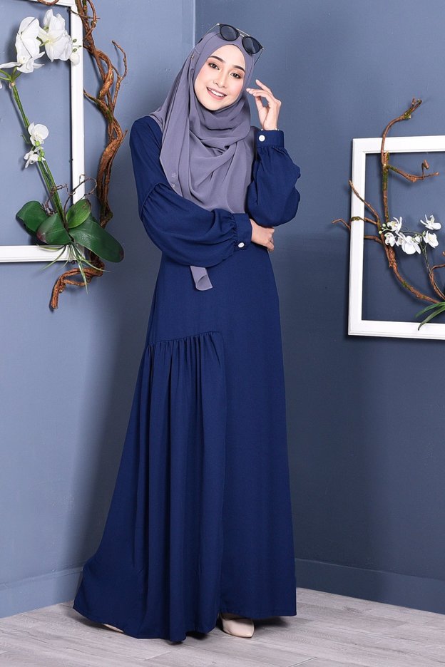 Abaya Lissa Pleated - Navy Blue